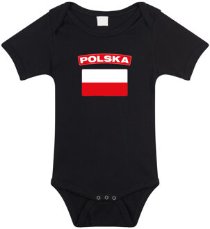 Bellatio Decorations Polska rompertje - met vlag Polen - zwart - voor babys - Kraamcadeau 80 (9-12 maanden)