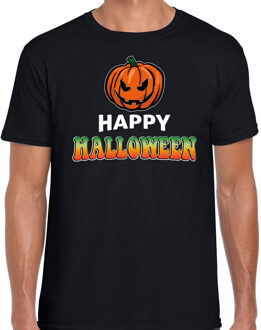 Bellatio Decorations Pompoen / happy halloween verkleed t-shirt zwart voor heren