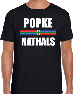 Bellatio Decorations Popke nathals met vlag Groningen t-shirts Gronings dialect zwart voor heren 2XL