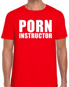 Bellatio Decorations Porn instructor tekst t-shirt rood heren 2XL