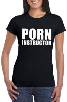 Bellatio Decorations Porn instructor tekst t-shirt zwart dames 2XL