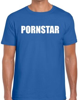 Bellatio Decorations Pornstar tekst t-shirt blauw heren 2XL