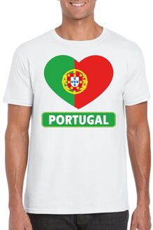 Bellatio Decorations Portual t-shirt met portugese vlag in hart wit heren 2xl