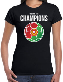 Bellatio Decorations Portugal EK/ WK supporter t-shirt we are the champions met Portugese voetbal zwart dames
