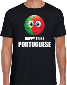 Bellatio Decorations Portugal emoticon Happy to be Portuguese landen t-shirt zwart heren 2XL