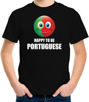 Bellatio Decorations Portugal Emoticon Happy to be Portuguese landen t-shirt zwart kinderen