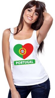 Bellatio Decorations Portugal hart vlag singlet shirt/ tanktop wit dames