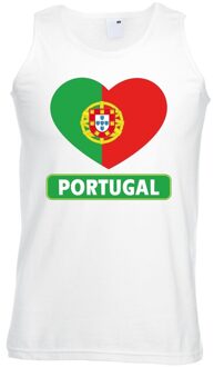 Bellatio Decorations Portugal hart vlag singlet shirt/ tanktop wit heren 2XL