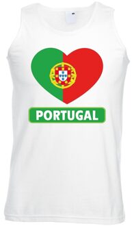 Bellatio Decorations Portugal hart vlag singlet shirt/ tanktop wit heren L