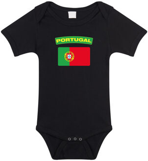 Bellatio Decorations Portugal landen rompertje met vlag zwart voor babys 92 (18-24 maanden)