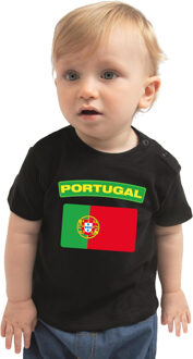 Bellatio Decorations Portugal landen shirtje met vlag zwart voor babys 62 (1-3 maanden)