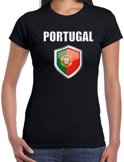 Bellatio Decorations Portugal landen supporters t-shirt - zwart - dames - fan kleding - korte mouwen