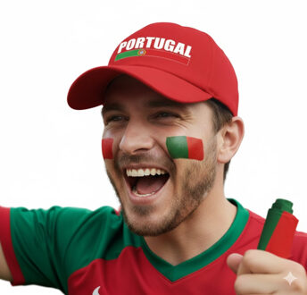 Bellatio Decorations Portugal supporters set - baseballcap rood - met vlag schminkstift - volwassenen - landen