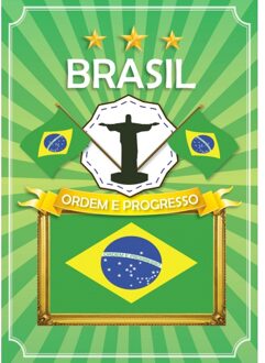 Bellatio Decorations Poster Brasil - Brazilie - A2 formaat - 59 x 42 cm - papier - landen versiering