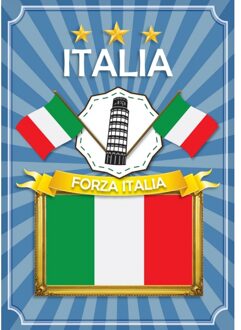 Bellatio Decorations Poster Italia met Forza Italia tekst - Formaat: A2 - 59 x 42 cm - feestartikelen Multi