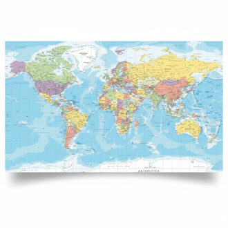 Bellatio Decorations Poster van alle landen van de wereld - topografie poster - 84 x 52 cm - papier