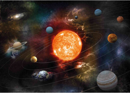 Bellatio Decorations Poster van planeten in zonnestelsel / Melkweg voor op kinderkamer / school 84 x 59 cm Multi