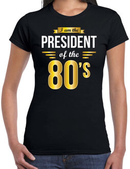 Bellatio Decorations President of 80 s t-shirt zwart dames - Verkleed shirt jaren 80/ eighties feest 2XL