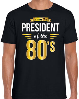 Bellatio Decorations President of 80 s t-shirt zwart heren - Verkleed shirt jaren 80/ eighties feest 2XL