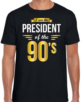 Bellatio Decorations President of 90 s - t-shirt - zwart - heren - Verkleed shirt jaren 90 - nineties thema feest S