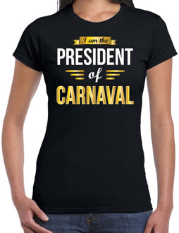 Bellatio Decorations President of Carnaval cadeau t-shirt zwart dames - Carnaval verkleed shirts 2XL