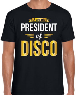 Bellatio Decorations President of disco feest t-shirt zwart voor heren - Disco verkleedshirts