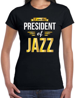 Bellatio Decorations President of Jazz cadeau t-shirt zwart dames - Cadeau voor een Jazz muziek liefhebber L