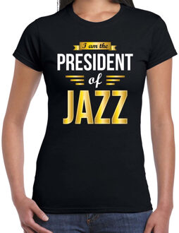 Bellatio Decorations President of Jazz cadeau t-shirt zwart dames - Cadeau voor een Jazz muziek liefhebber