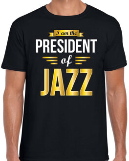 Bellatio Decorations President of Jazz cadeau t-shirt zwart heren - Cadeau voor een Jazz muziek liefhebber
