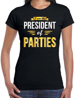 Bellatio Decorations President of Parties cadeau t-shirt zwart dames - party liefhebber verkleed shirts L