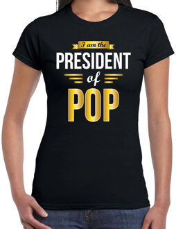 Bellatio Decorations President of Pop cadeau t-shirt zwart dames - Cadeau voor een Pop muziek liefhebber 2XL