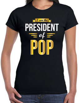 Bellatio Decorations President of Pop cadeau t-shirt zwart dames - Cadeau voor een Pop muziek liefhebber