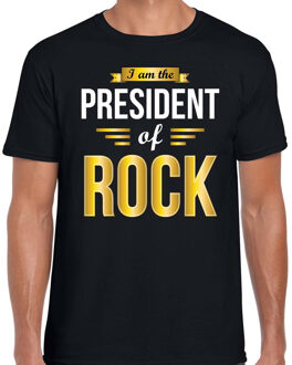 Bellatio Decorations President of Rock cadeau t-shirt zwart heren - Cadeau voor een Rock muziek liefhebber