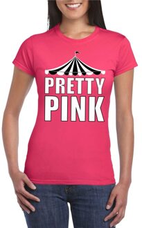 Bellatio Decorations Pretty in Pink shirt roze met witte letters voor dames L