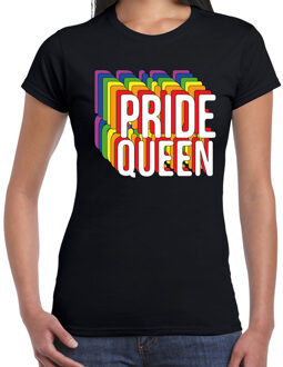 Bellatio Decorations Pride Queen regenboog / LGBTQ Dames t-shirt - zwart XS - Feesttruien