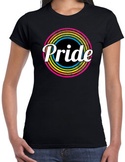Bellatio Decorations Pride regenboog cirkel / LHBT t-shirt zwart voor dames