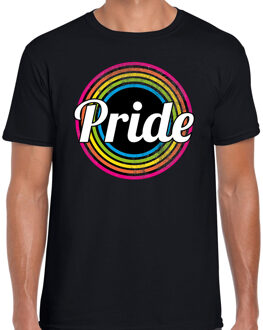 Bellatio Decorations Pride regenboog cirkel / LHBT t-shirt zwart voor heren XL - Feestshirts