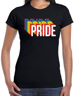 Bellatio Decorations Pride regenboog / LGBTQ Dames t-shirt - zwart