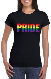 Bellatio Decorations Pride regenboog tekst shirt zwart dames 2XL