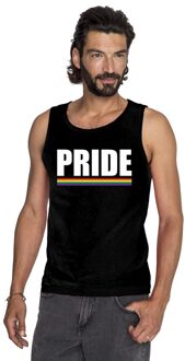 Bellatio Decorations Pride singlet shirt zwart met regenboog vlag heren