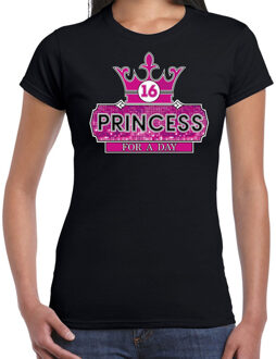 Bellatio Decorations Princess 16e verjaardag t-shirt zwart voor dames 2XL