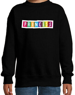 Bellatio Decorations Princess fun tekst sweater zwart kids 12-13 jaar (152/164)