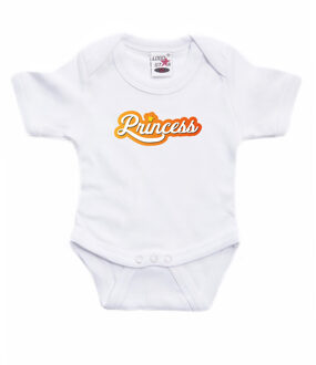 Bellatio Decorations Princess Koningsdag romper wit voor babys - Koningsdag rompertje / kleding / outfit 56 (1-2 maanden)