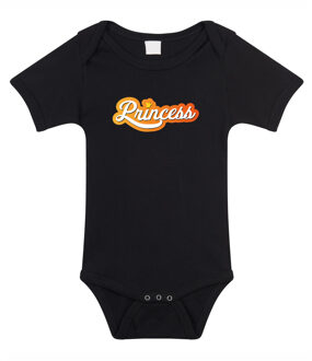 Bellatio Decorations Princess koningsdag romper zwart voor babys