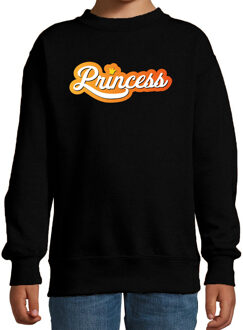 Bellatio Decorations Princess met kroontje Koningsdag sweater / trui zwart voor kinderen 12-13 jaar (152/164)