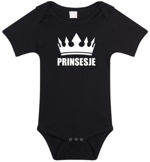 Bellatio Decorations Prinsesje met kroon baby rompertje zwart meisjes - Kraamcadeau - Babykleding 80 (9-12 maanden)