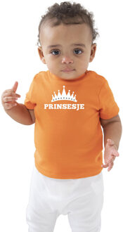 Bellatio Decorations Prinsesje met kroon Koningsdag t-shirt oranje baby/peuter voor meisjes