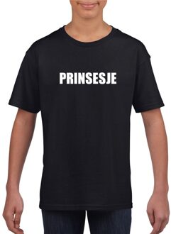 Bellatio Decorations Prinsesje tekst t-shirt zwart meisjes L (146-152)