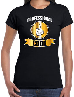 Bellatio Decorations Professional cook / professionele kok t-shirt zwart dames - Kok cadeau shirt 2XL