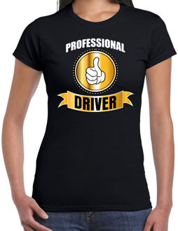 Bellatio Decorations Professional driver / professionele chauffeur t-shirt zwart dames - Chauffeur cadeau shirt 2XL